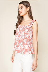Highway To Paradise Tropical Print Ruffled Top