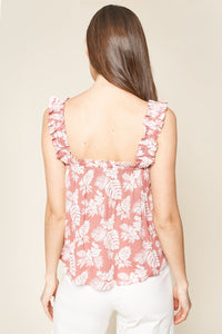 Highway To Paradise Tropical Print Ruffled Top