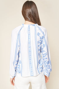 Tirado Embroidered Lace Up Peasant Blouse