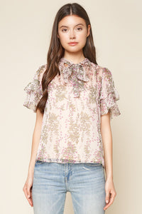 How To Love Floral Print Neck Tie Top