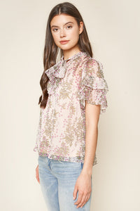 How To Love Floral Print Neck Tie Top