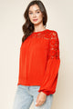 Look At Me Now Crochet Lace Inset Blouse