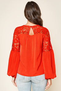 Look At Me Now Crochet Lace Inset Blouse