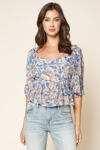 Walk On By Floral Peplum Top