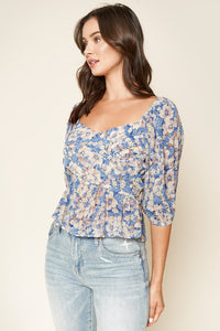 Walk On By Floral Peplum Top
