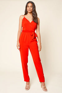 One I Adore Belted Back Lace Jumpsuit