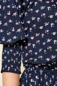 Destiny Floral Print Smocked Mini Dress