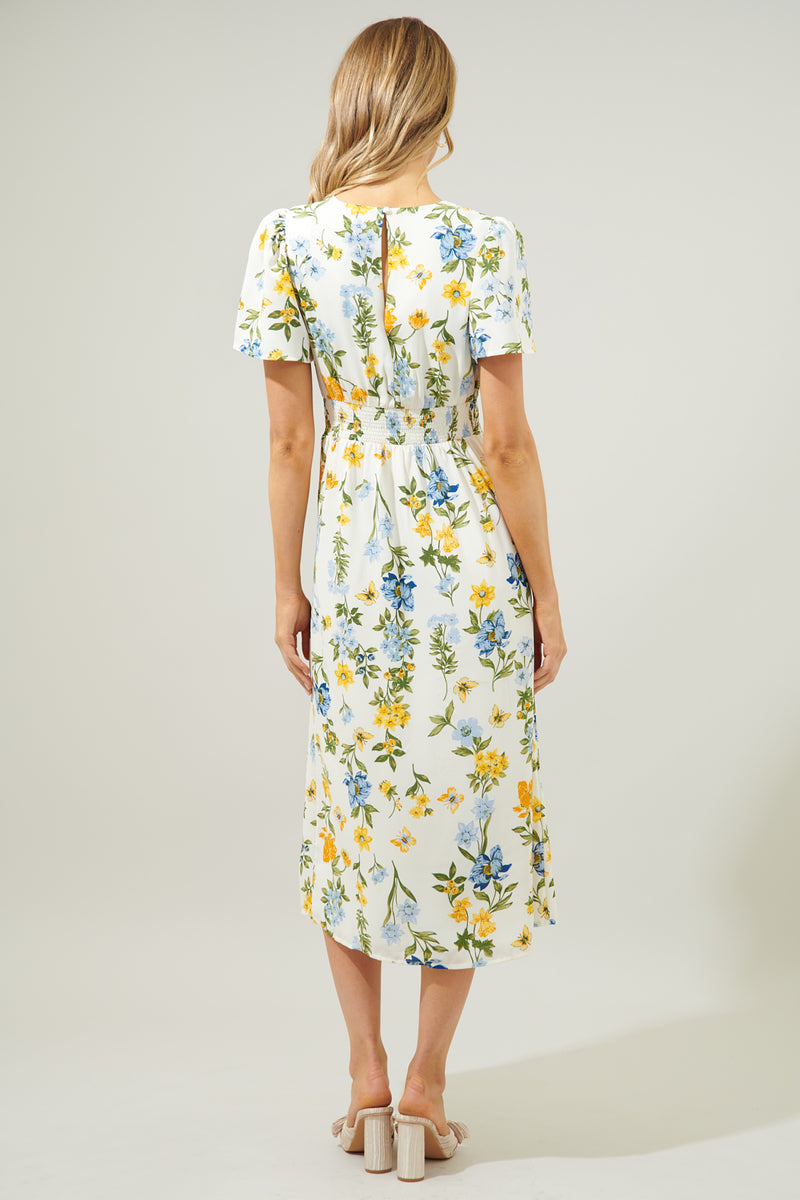 April Bloom Floral Midi Dress – Sugarlips