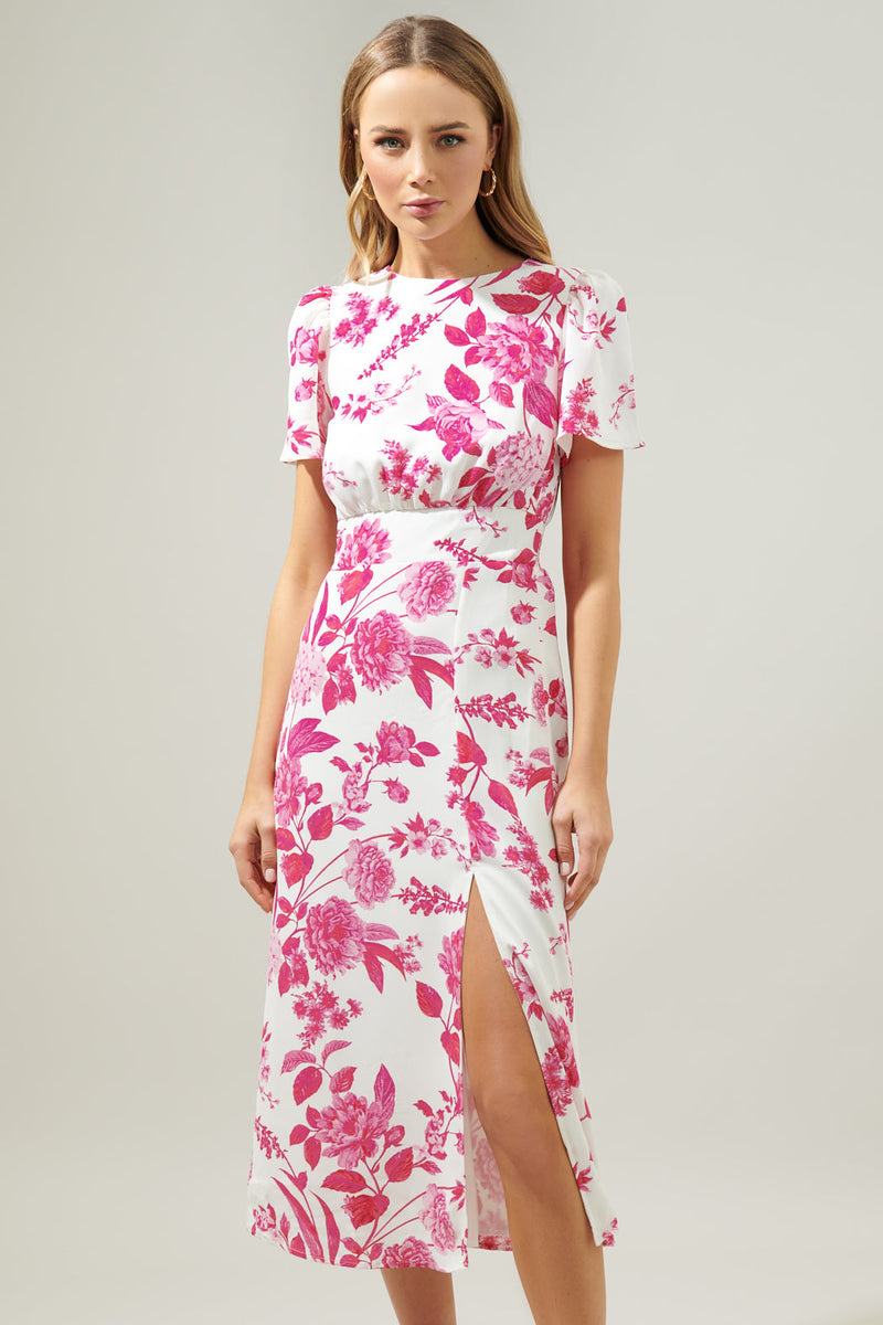 Clarice Bloom Floral Midi Dress – Sugarlips