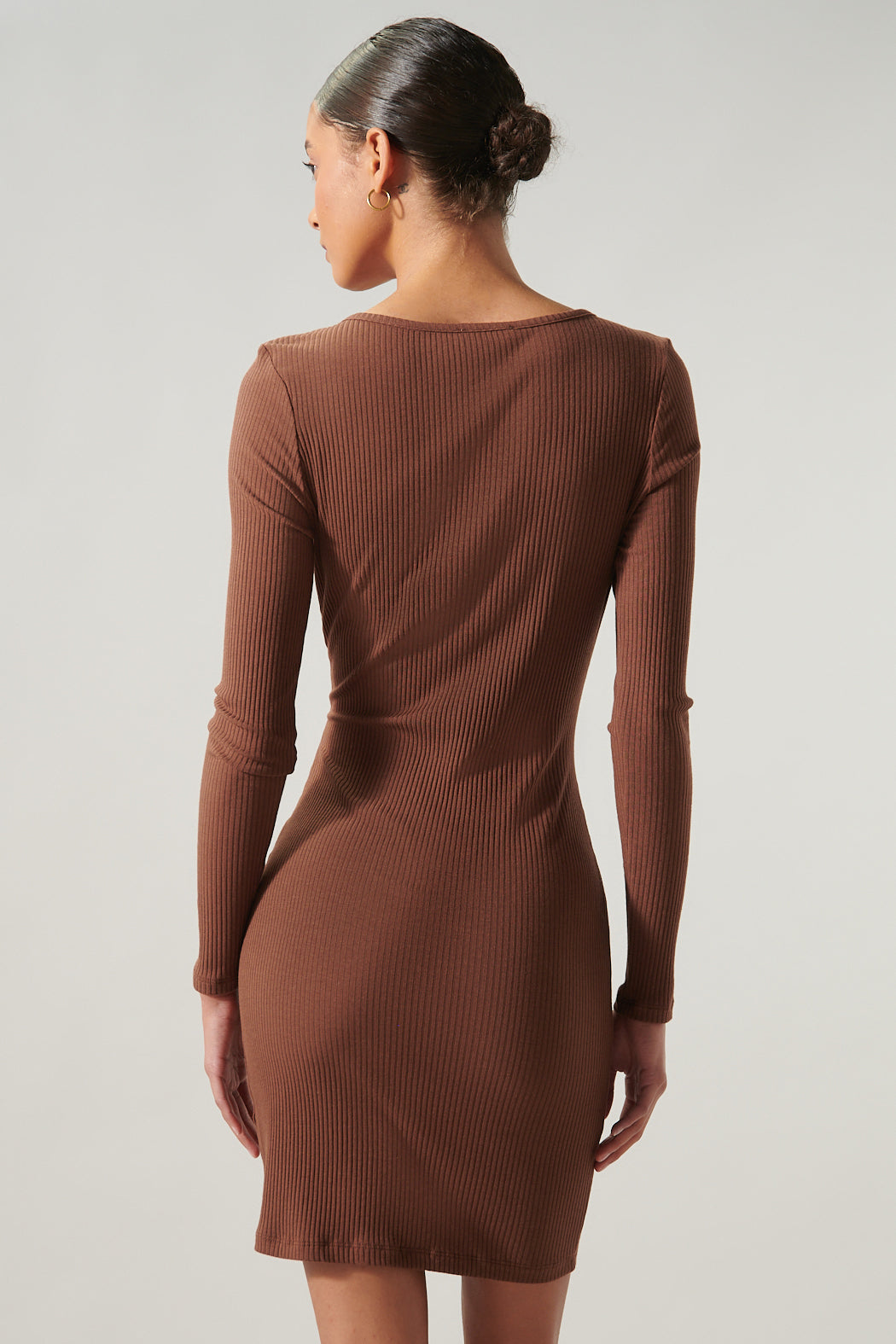 Avignon Ribbed Knit Long Sleeve Henley Mini Dress Sugarlips Avignon Ribbed Knit Long Sleeve Henley Mini Dress Sugarlips