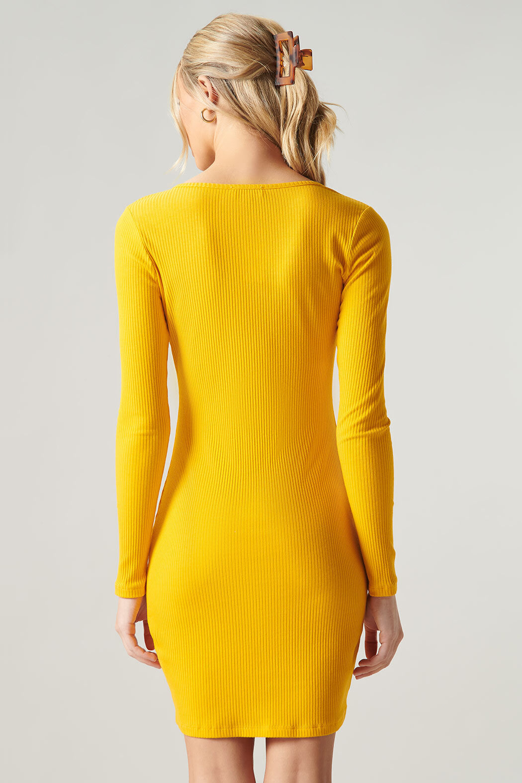 Avignon Ribbed Knit Long Sleeve Henley Mini Dress Sugarlips Avignon Ribbed Knit Long Sleeve Henley Mini Dress Sugarlips