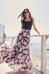 Angelica Floral Bellingham Tiered Maxi Skirt
