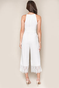 Forever Yours White Lace Trim Jumpsuit