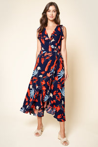 Lyndzee Floral Print Wrap Maxi Dress