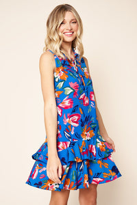 Floral Strokes Tiered Dress