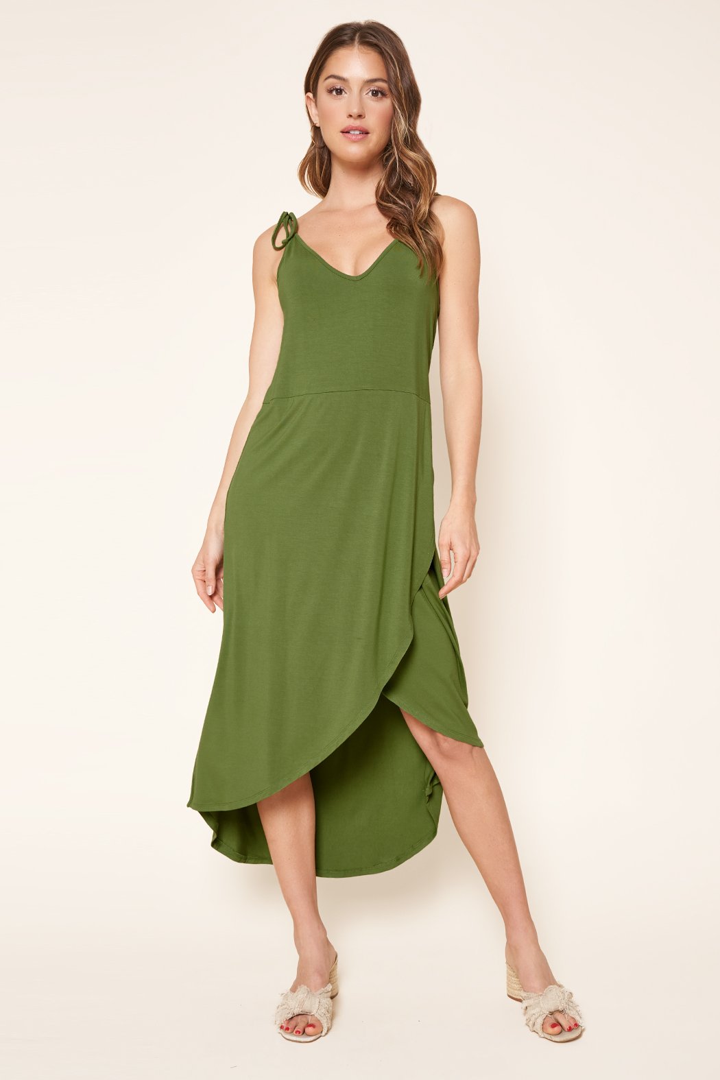 jersey knit tank dress Stretch Jersey Knit Surplice Bodice Maxi Tank Dress