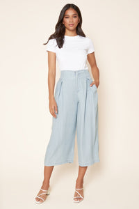 Cannes Chambray Cropped Wide Leg Pants