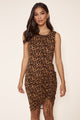 Lea Leopard Sleeveless Ruched Midi Knit Dress