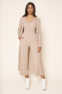 Provence Ribbed Knit Cropped Wide Leg Pants