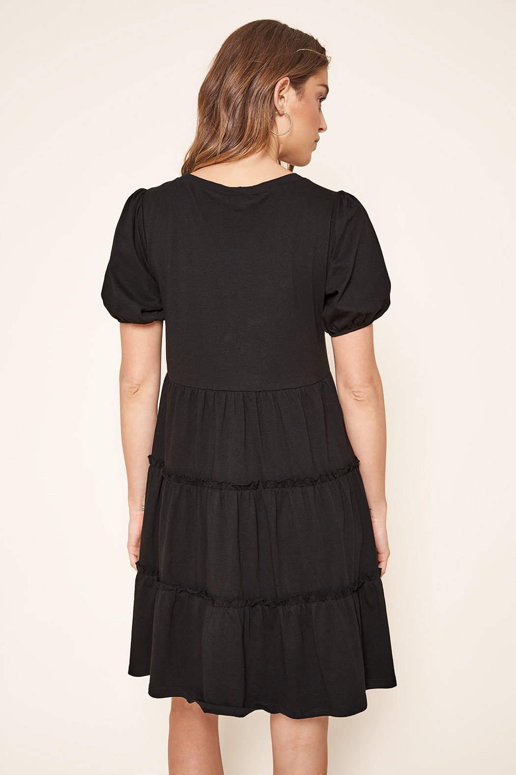 Maryam Tiered Cotton Knit Puff Sleeve Dress Maryam Tiered Cotton Knit Puff Sleeve Dress