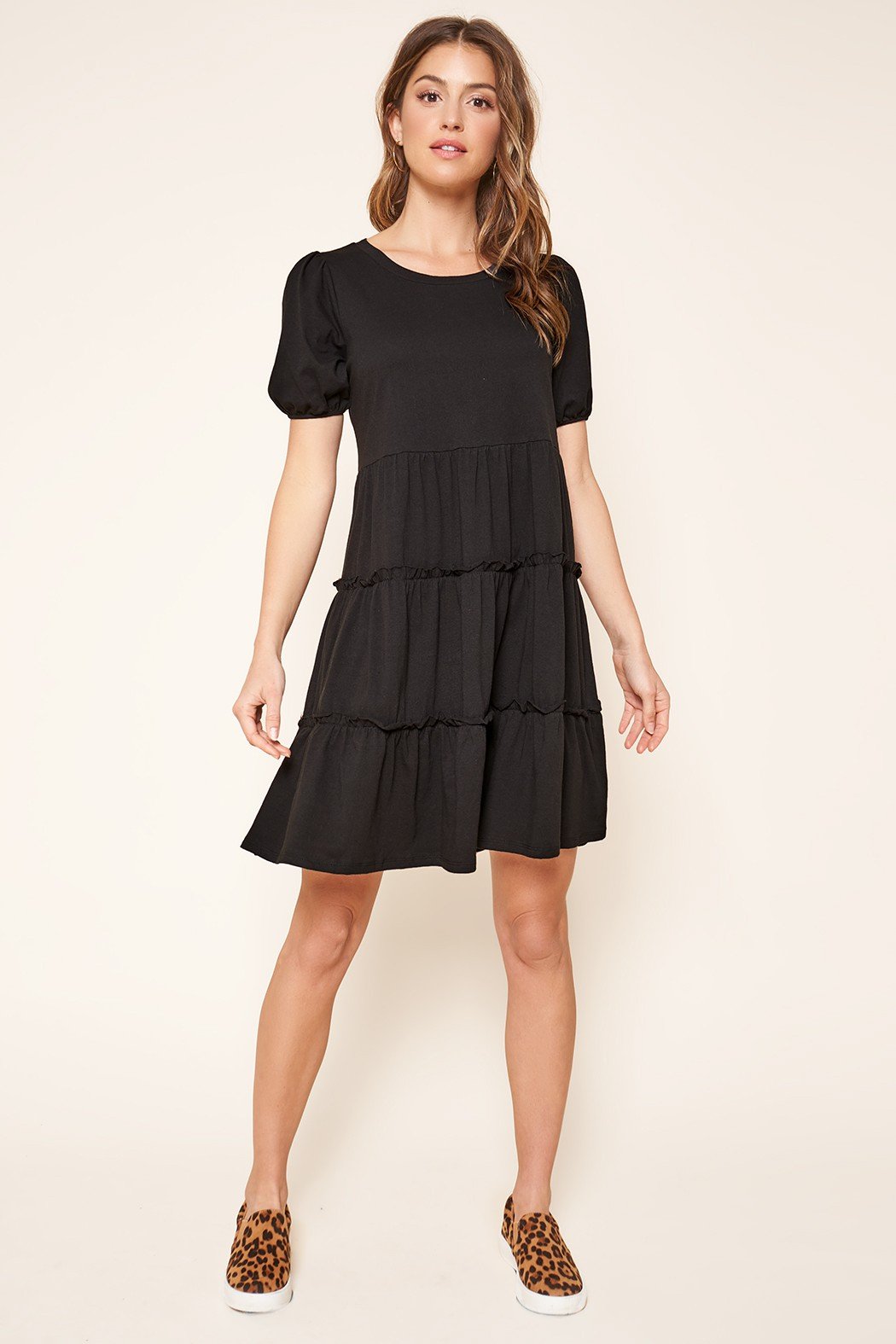 Maryam Tiered Cotton Knit Puff Sleeve Dress Maryam Tiered Cotton Knit Puff Sleeve Dress