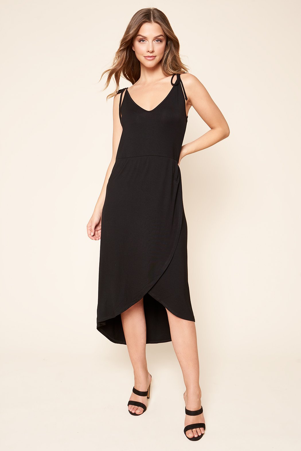 Eloisa Tulip Front Midi Jersey Knit Tank Dress Eloisa Tulip Front Midi Jersey Knit Tank Dress