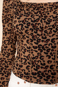Lea Leopard Square Neck Jersey Knit Top
