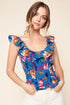 Floral Strokes Smocked Ruffle Tank Top