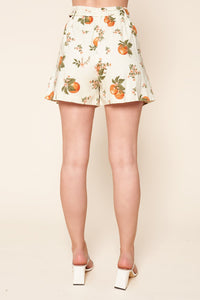 Arancia High Waisted Orange Print Shorts
