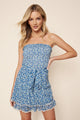 Triscina Floral Smocked Strapless Ruffle Romper