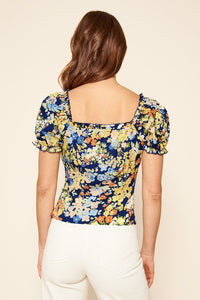 Toulon Floral Puff Sleeve Convertible Blouse
