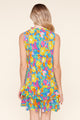 Yara Rainbow Floral Graceland Ruffle Trim Mini Dress
