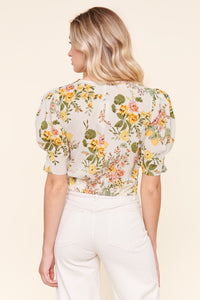 Kailey Floral Print Puff Sleeve Crop Top
