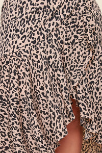 Saturated Love High-Low Leopard Print Midi Skirt Curve