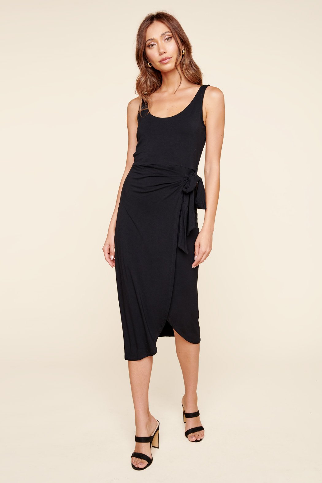 Anya Sleeveless Side Tie Jersey Knit Midi Dress Anya Sleeveless Side Tie Jersey Knit Midi Dress