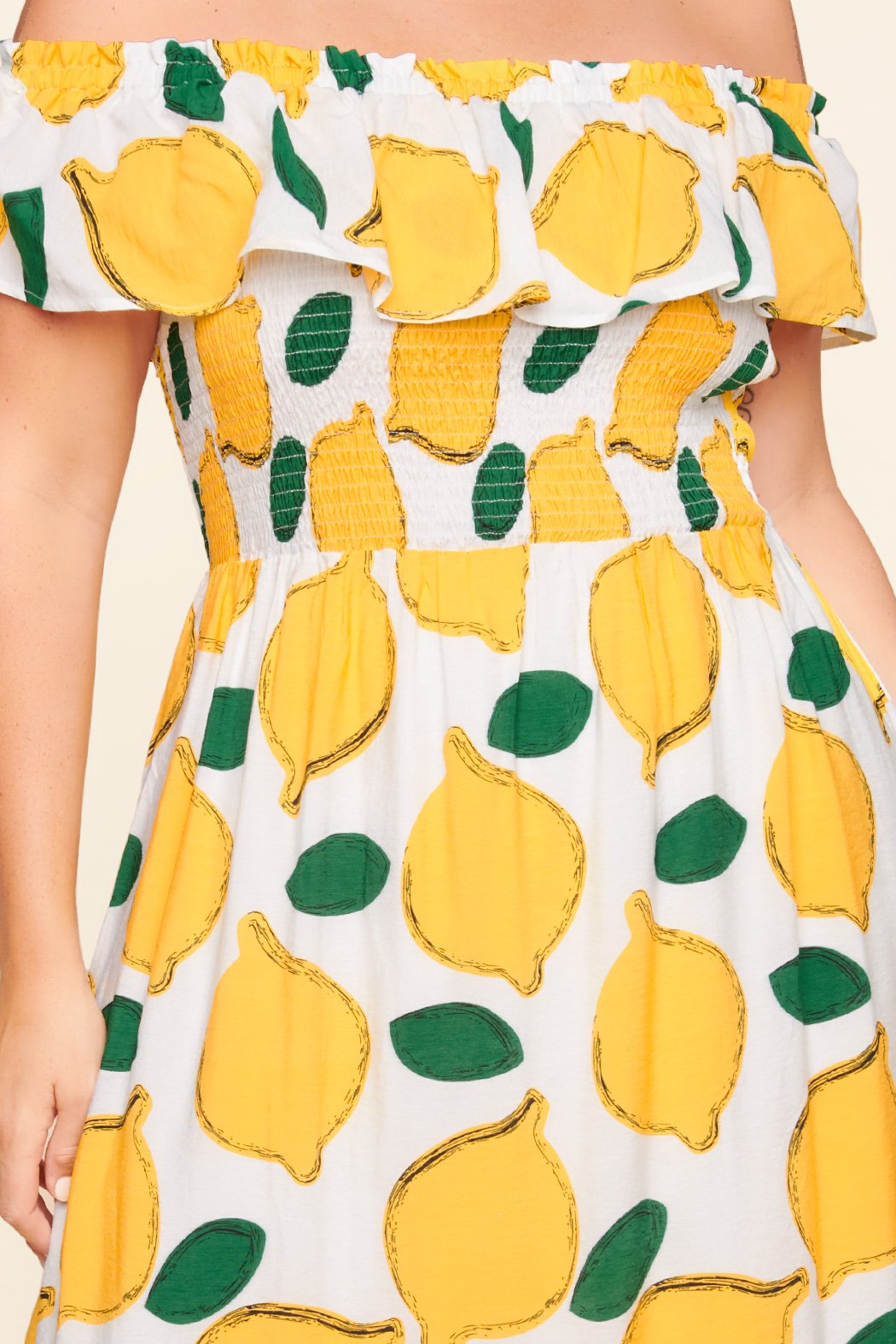 Pucker Up White Lemon Print Off The Shoulder Maxi Dress Curve Pucker Up White Lemon Print Off The Shoulder Maxi Dress Curve