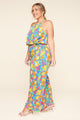 Yara Rainbow Floral Lighthearted Trapeze Jumpsuit Curve