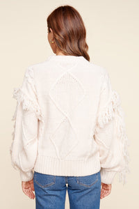 Bowman Fringe Sleeve Cable Knit Sweater