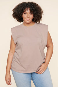 London Muscle Tee Cotton Knit Top Curve