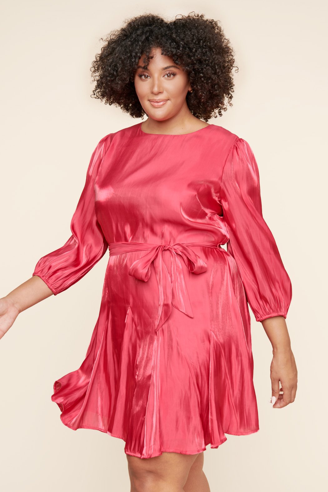 Dream Girl La Rochelle Flared Balloon Sleeve Mini Dress Curve