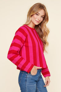 Loved Up Stripe Dolman Sleeve Sweater