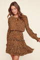 Lexa Leopard Bubble Sleeve Ruffle Mini Dress