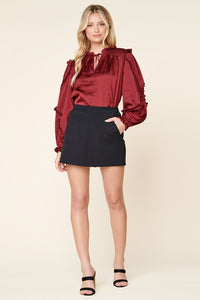 One and Only Satin Belljar Balloon Sleeve Blouse