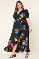 Cheyenne Floral Print Hi Low Maxi Wrap Dress Curve