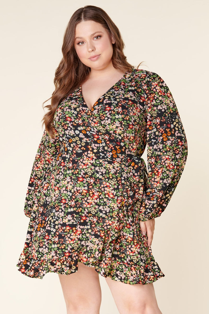 Malta Wildflower Mini Wrap Dress Curve – Sugarlips