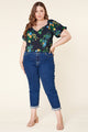 Delphine Floral Puff Sleeve Crop Top Curve