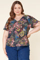 With Grace Floral Flouncy Bell Sleeve Top Curve
