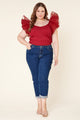 Lennon Ribbed Knit Puff Sleeve Top Curve