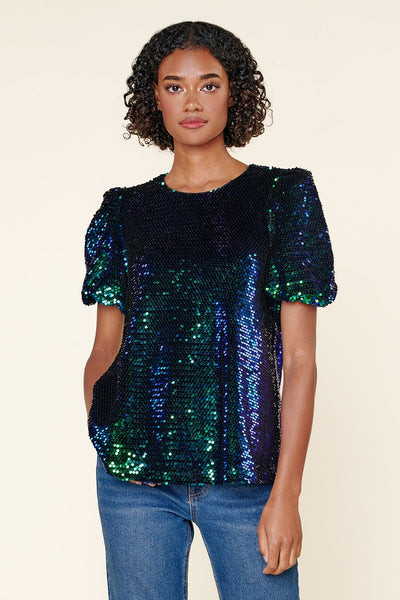 ■ANDERSSON BELL■ Elena Glitter Shirring Top atb1095wMARINE MUSINSA | ANDERSSON BELL FOR WOMEN Elena Glitter Shirring