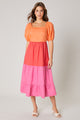 Citrus Colorblock Tiered Midi Dress